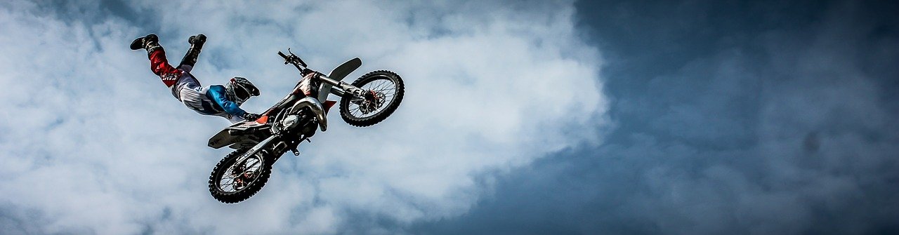 Man on flying motorcycle.